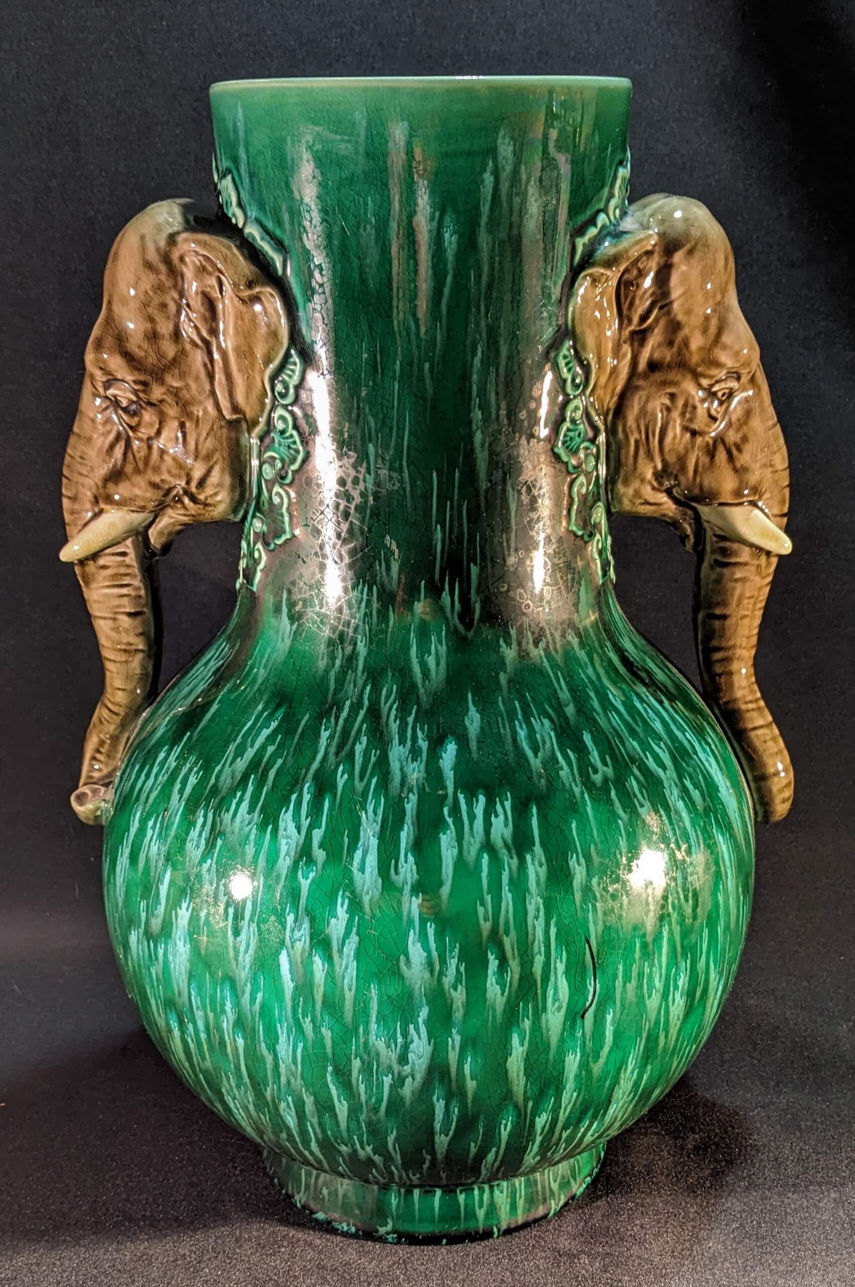 Victorian Majolica Vase Head Handles - Ithaca Vintage